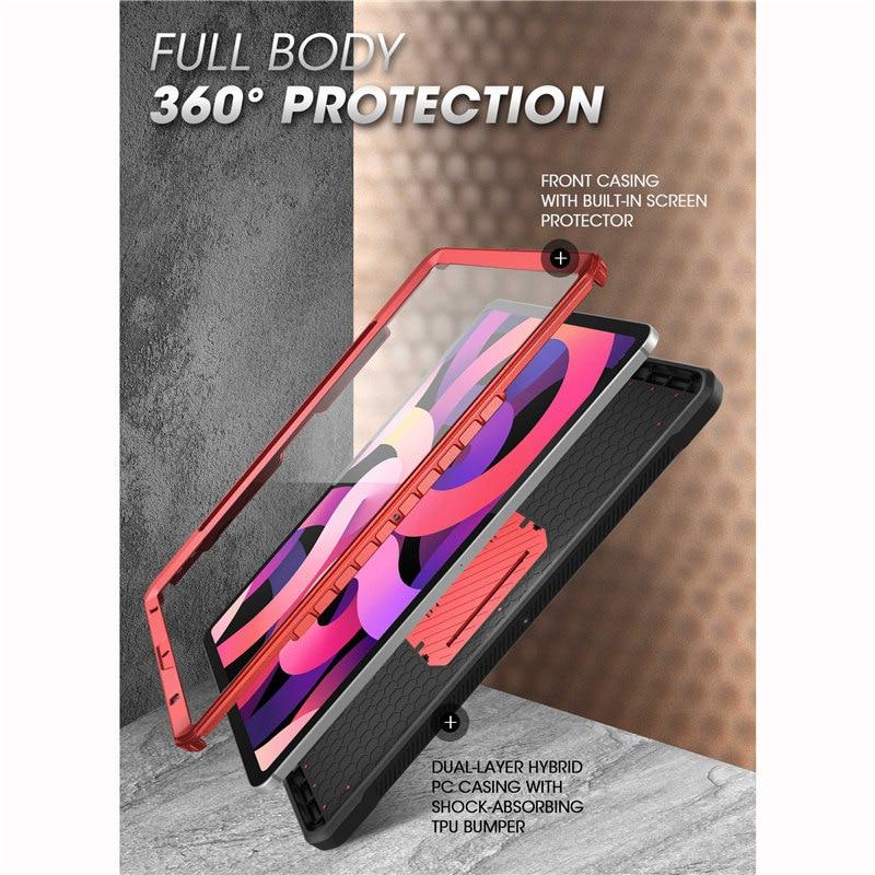 UB PRO Full-body Rugged Cover for iPad Air 4, showcasing its durable design and built-in screen protector.